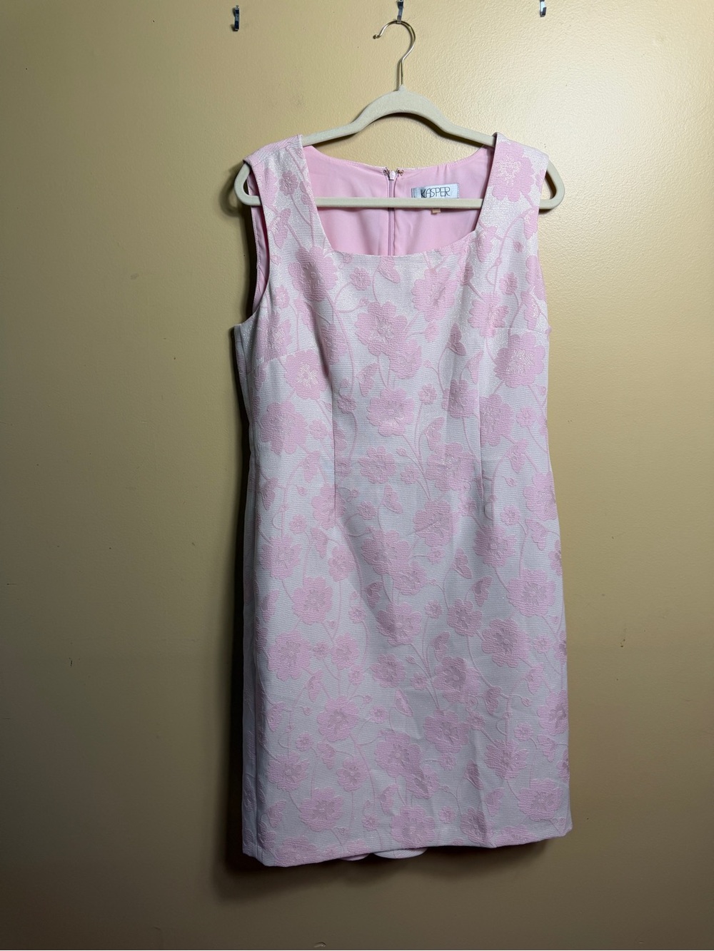 Kasper Two-Piece Dress Suit Size 14 Tutu Pink Metallic Floral Jacquard - Picture 7 of 9